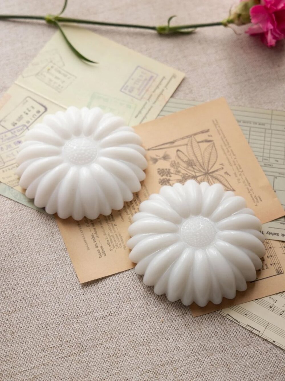 Vintage Hazel Atlas Milk Glass Daisy Candleholders (Set of 2)
